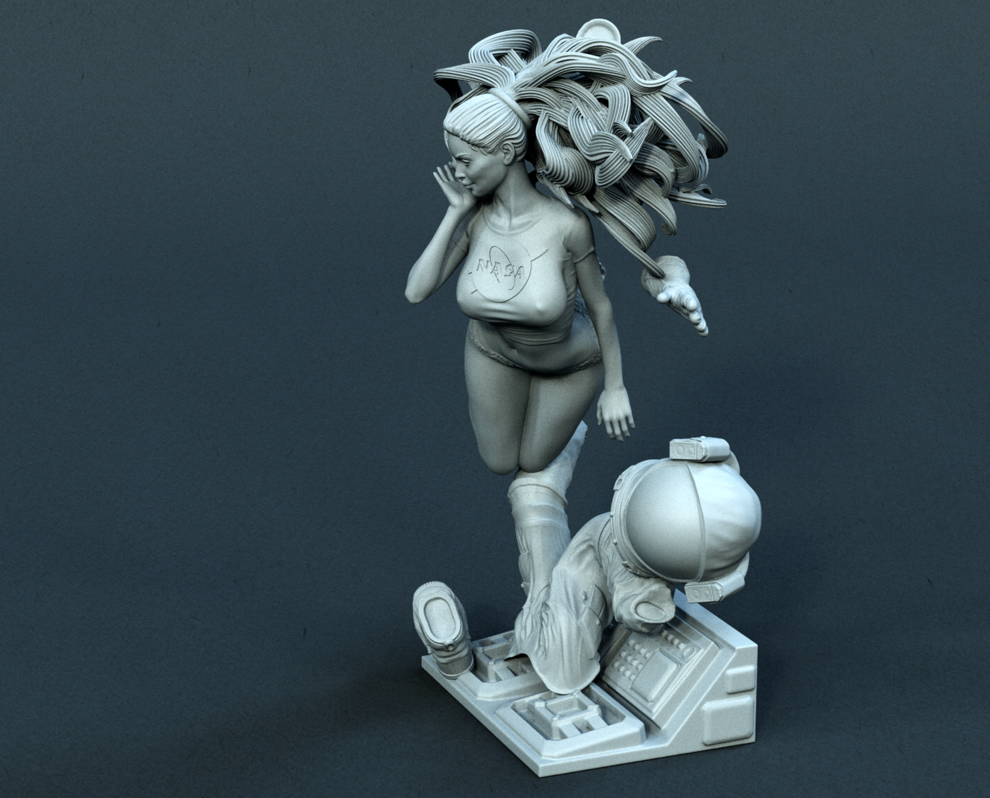 Pin-up astronaut Sculpture (75mm to 500mm) - Unassembled/Unpainted/3D Print