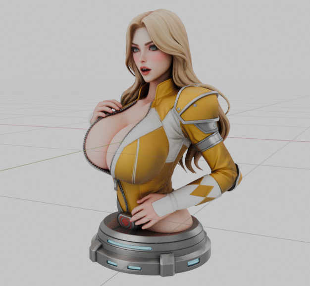 Yellow Power Ranger Bust (75mm to 500mm) - Unassembled/Unpainted/3D Print