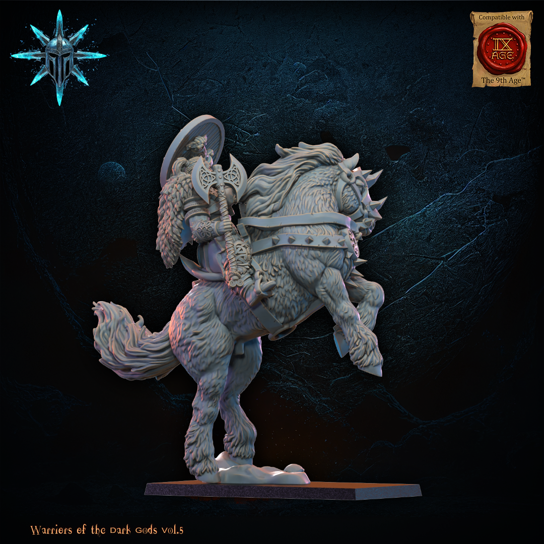 Barbarian Horsemen Hero with axe/spear - TTRPG - Wargaming - Dungeons and Dragons