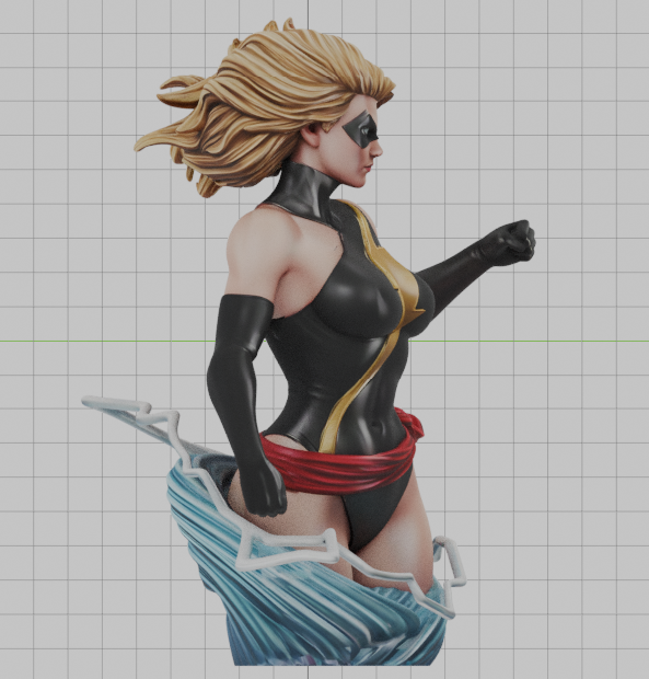 Captain Marvel Bust (75mm to 500mm) - Unassembled/Unpainted/3D Print