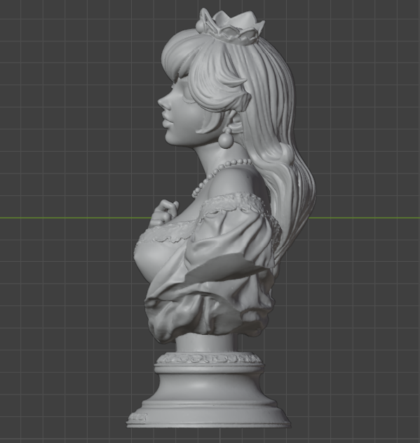 Buste de la Princesse Peach (75 mm à 500 mm) - Non assemblé/Non peint/Impression 3D