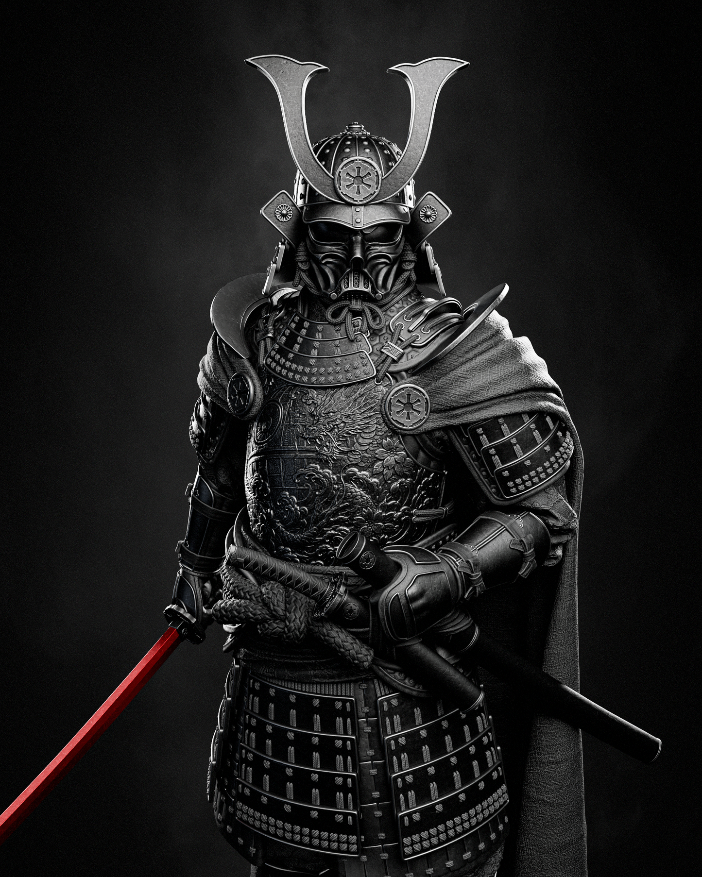 Darth Vader Samurai Sculpture (75mm to 500mm) - Unassembled/Unpainted/3D Print