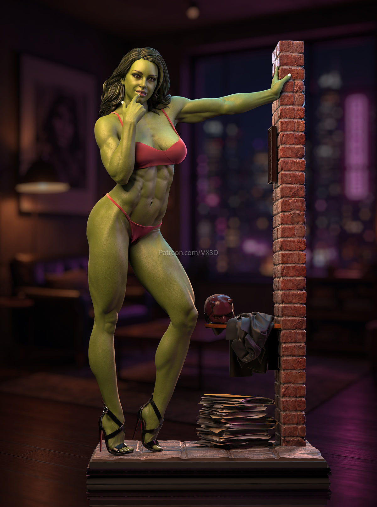 She-Hulk Sculpture (75mm to 500mm) - Unassembled/Unpainted/3D Print