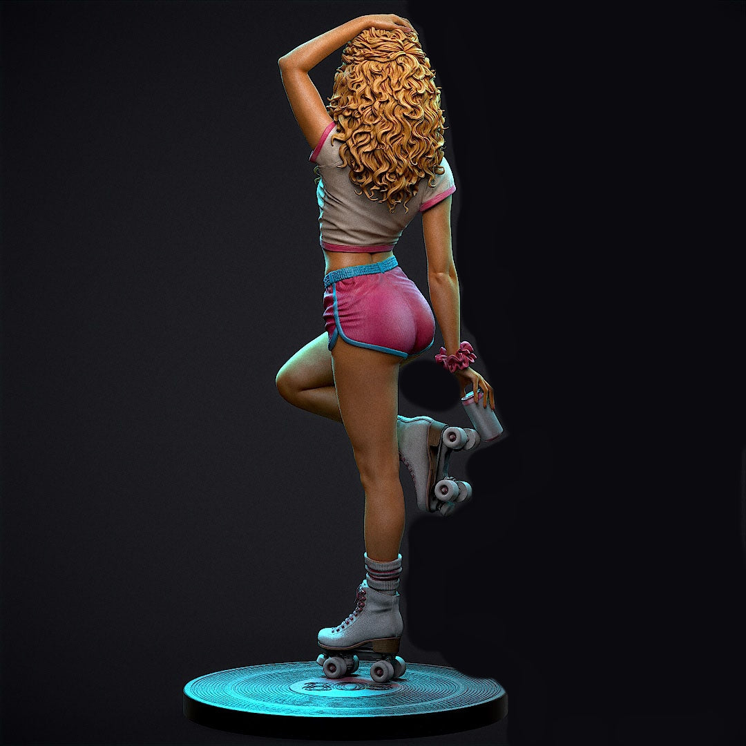 80s Roller Girl Sculpture (75mm to 500mm) - Unassembled/Unpainted/3D Print