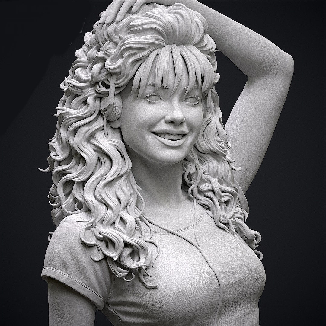 80s Roller Girl Sculpture (75mm to 500mm) - Unassembled/Unpainted/3D Print