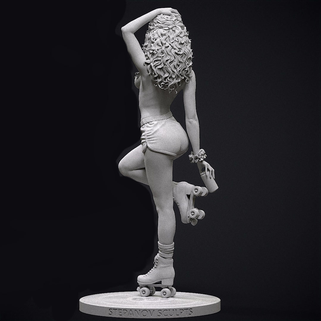 80s Roller Girl NSFW Sculpture (75mm to 500mm) - Unassembled/Unpainted/3D Print