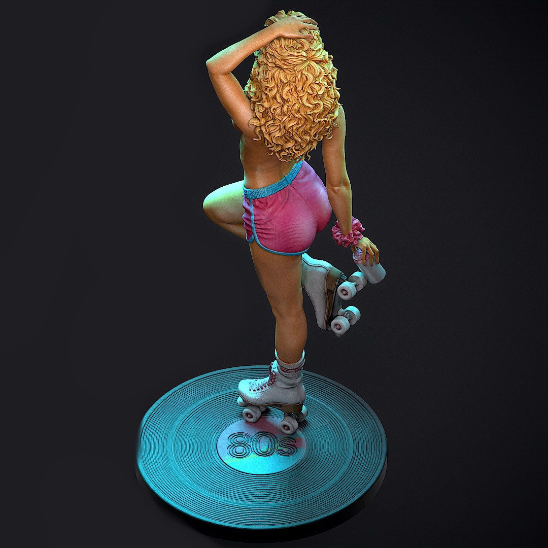 80s Roller Girl NSFW Sculpture (75mm to 500mm) - Unassembled/Unpainted/3D Print