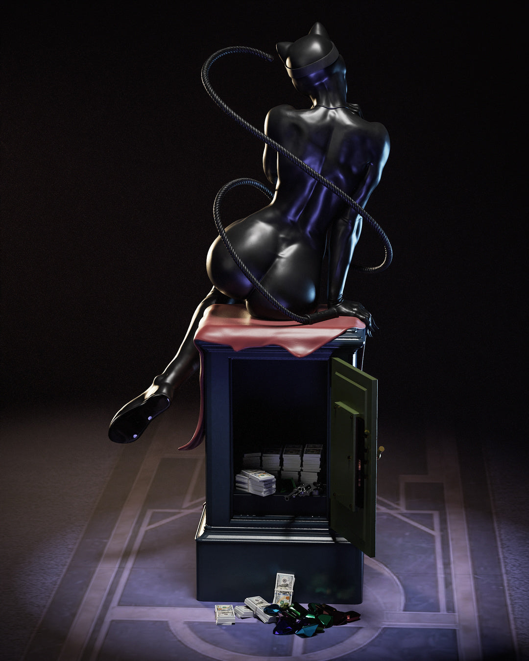 Catwoman Sculpture(75mm to 500mm) - Unassembled/Unpainted/3D Print