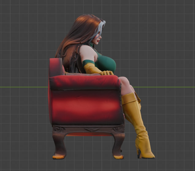 Rogue Sofa Pose Sculpture (75mm to 500mm) - Unassembled/Unpainted/3D Print