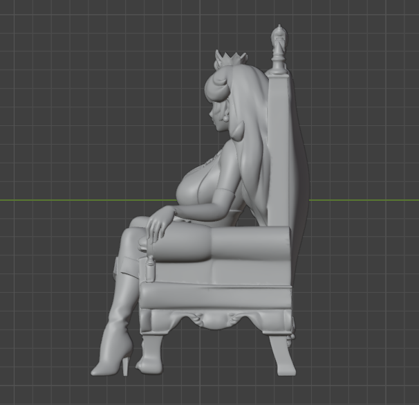 Princess Peach on Throne Sculpture (75mm to 500mm) - Unassembled/Unpainted/3D Print