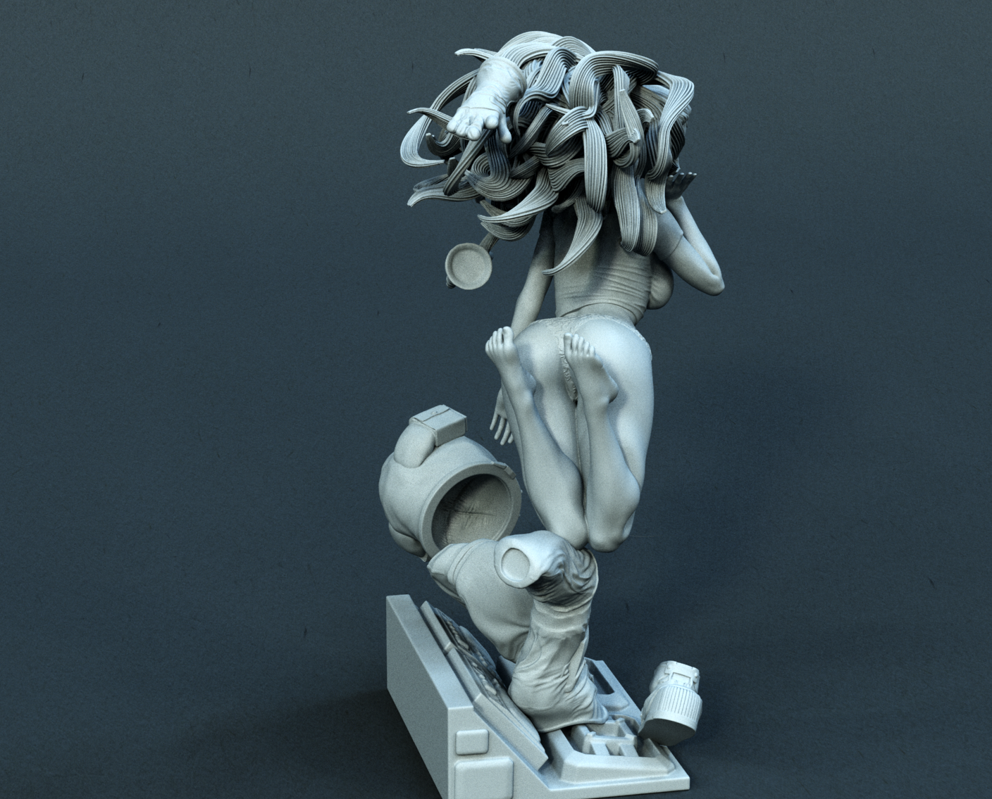Pin-up astronaut Sculpture (75mm to 500mm) - Unassembled/Unpainted/3D Print