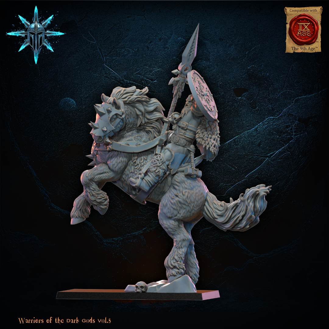 Barbarian Horsemen Hero with axe/spear - TTRPG - Wargaming - Dungeons and Dragons