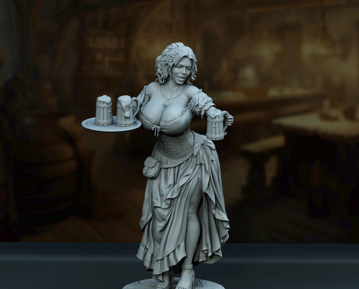 Medieval Tavern Maid SFW/NSFW Sculpture (75mm to 500mm) - Unassembled/Unpainted/3D Print