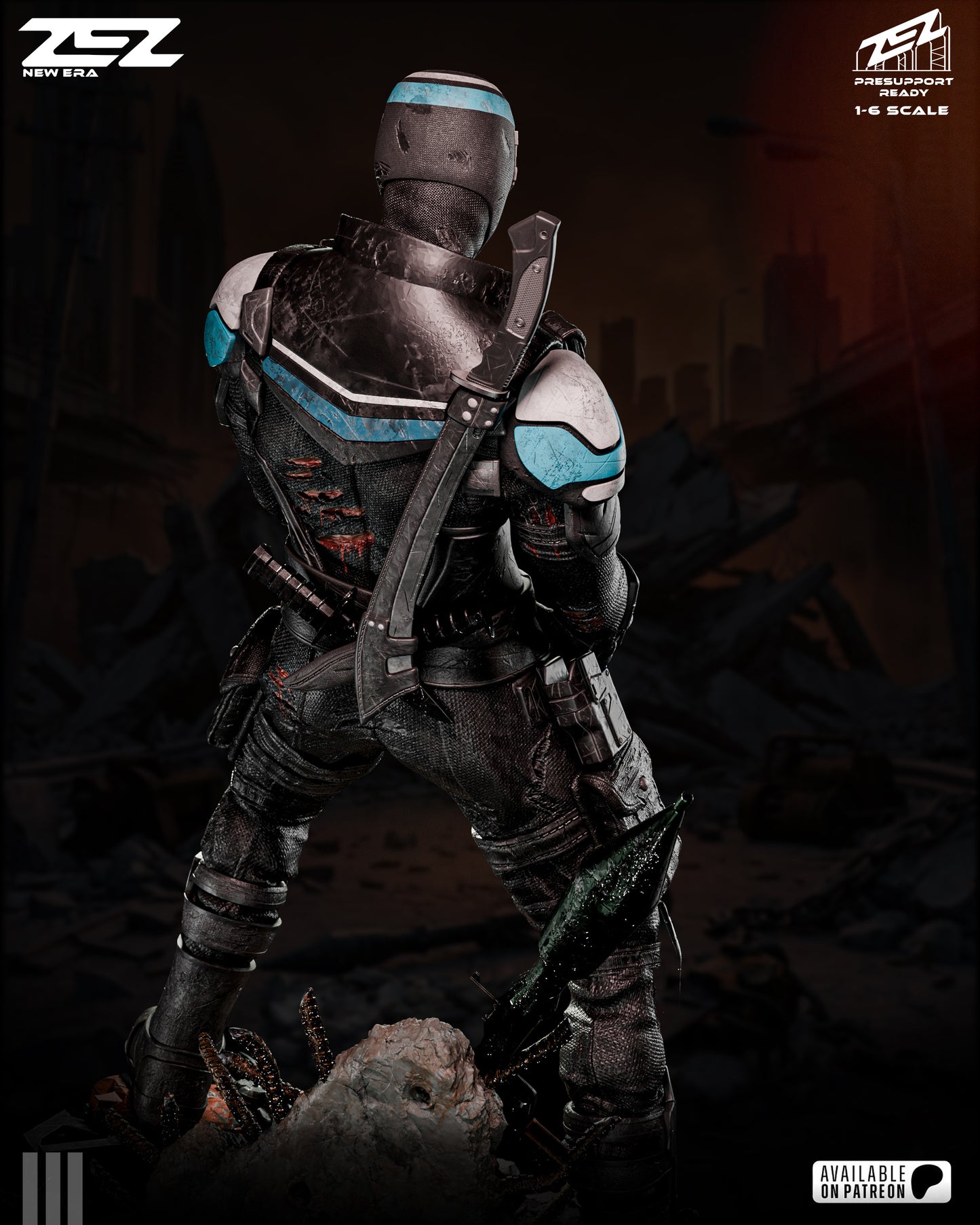 Vigilante Sculpture (75mm to 500mm) - Unassembled/Unpainted/3D Print