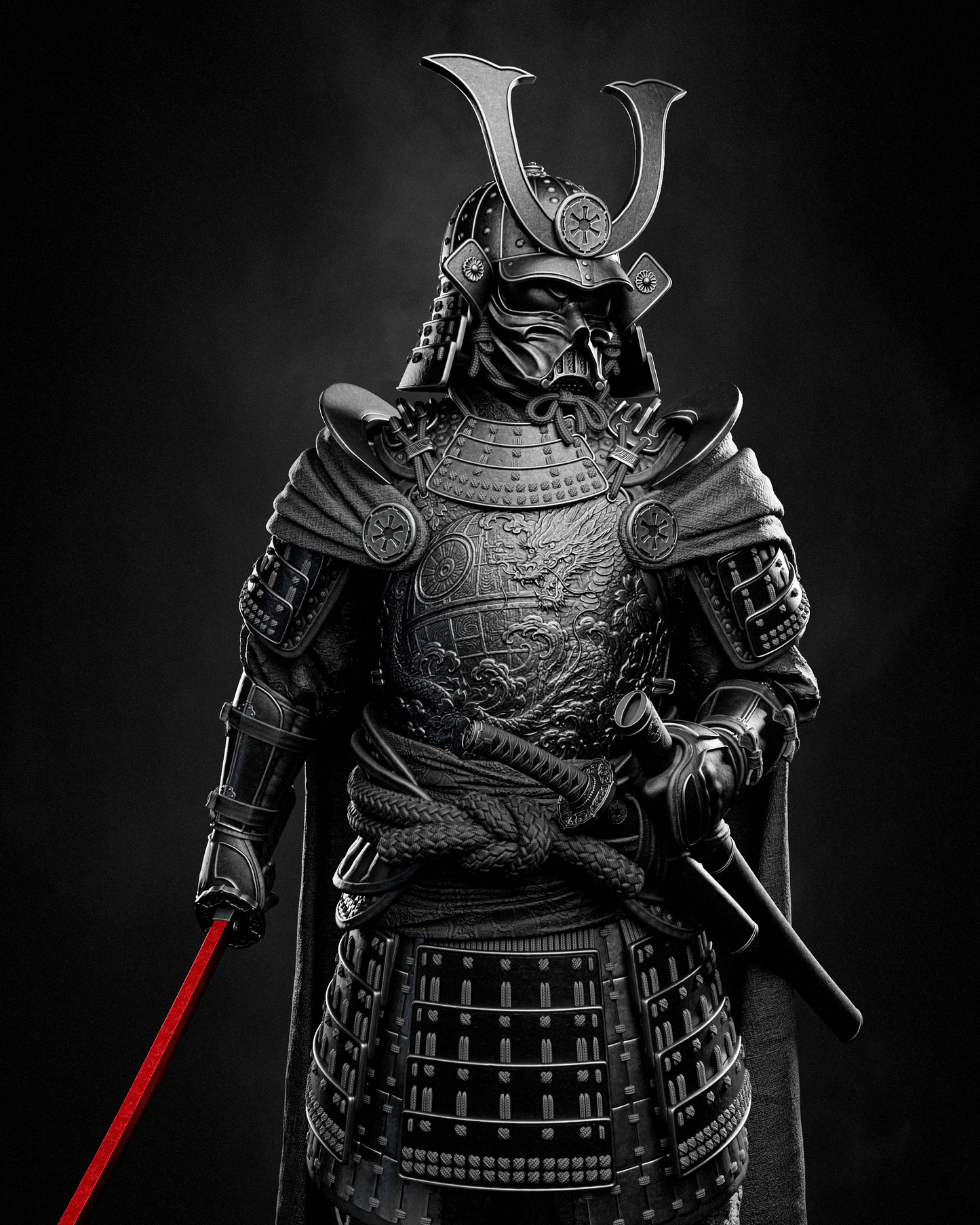 Darth Vader Samurai Sculpture (75mm to 500mm) - Unassembled/Unpainted/3D Print