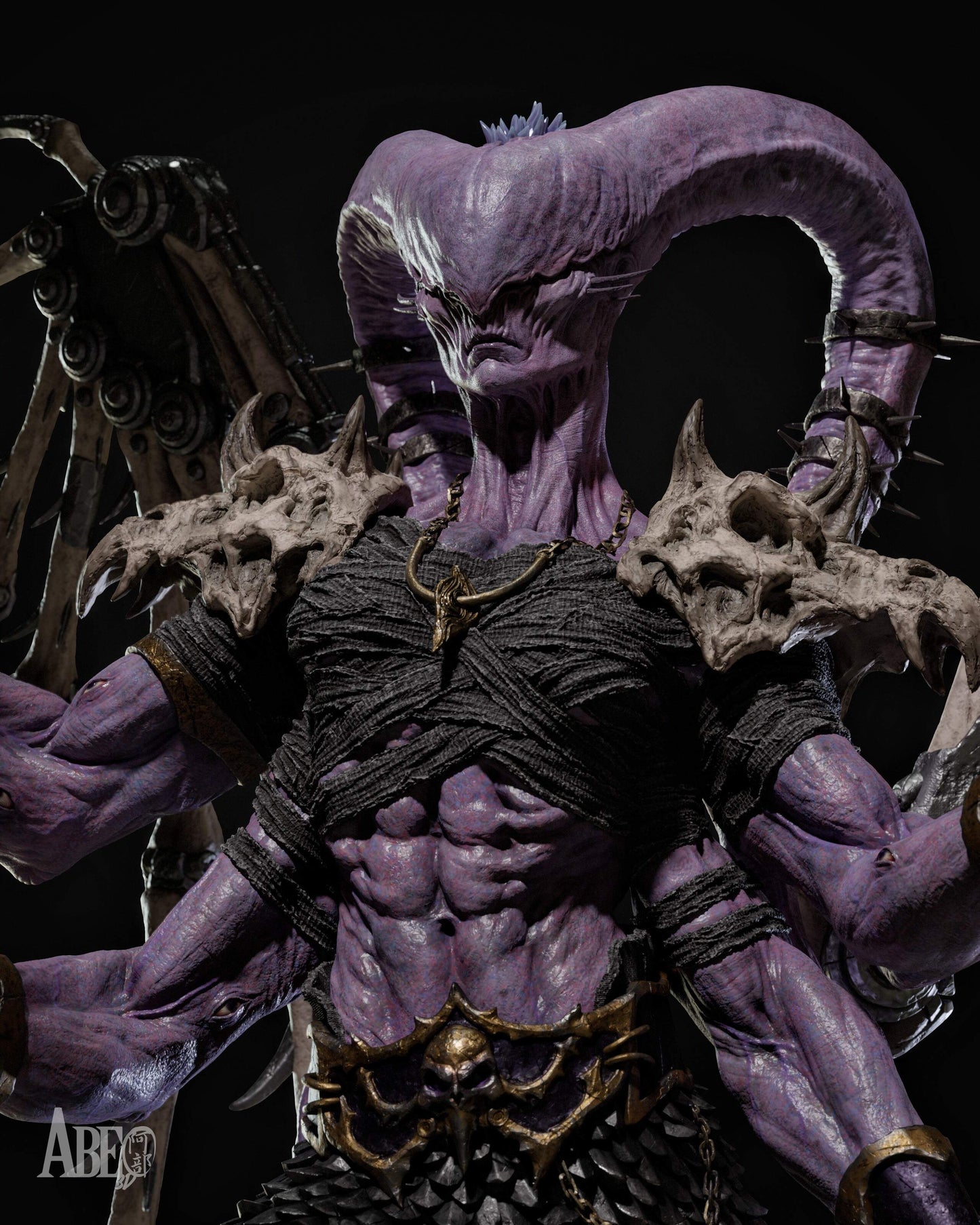 The Ninefold Sorcerer Sculpture (75mm to 500mm) - Unassembled/Unpainted/3D Print