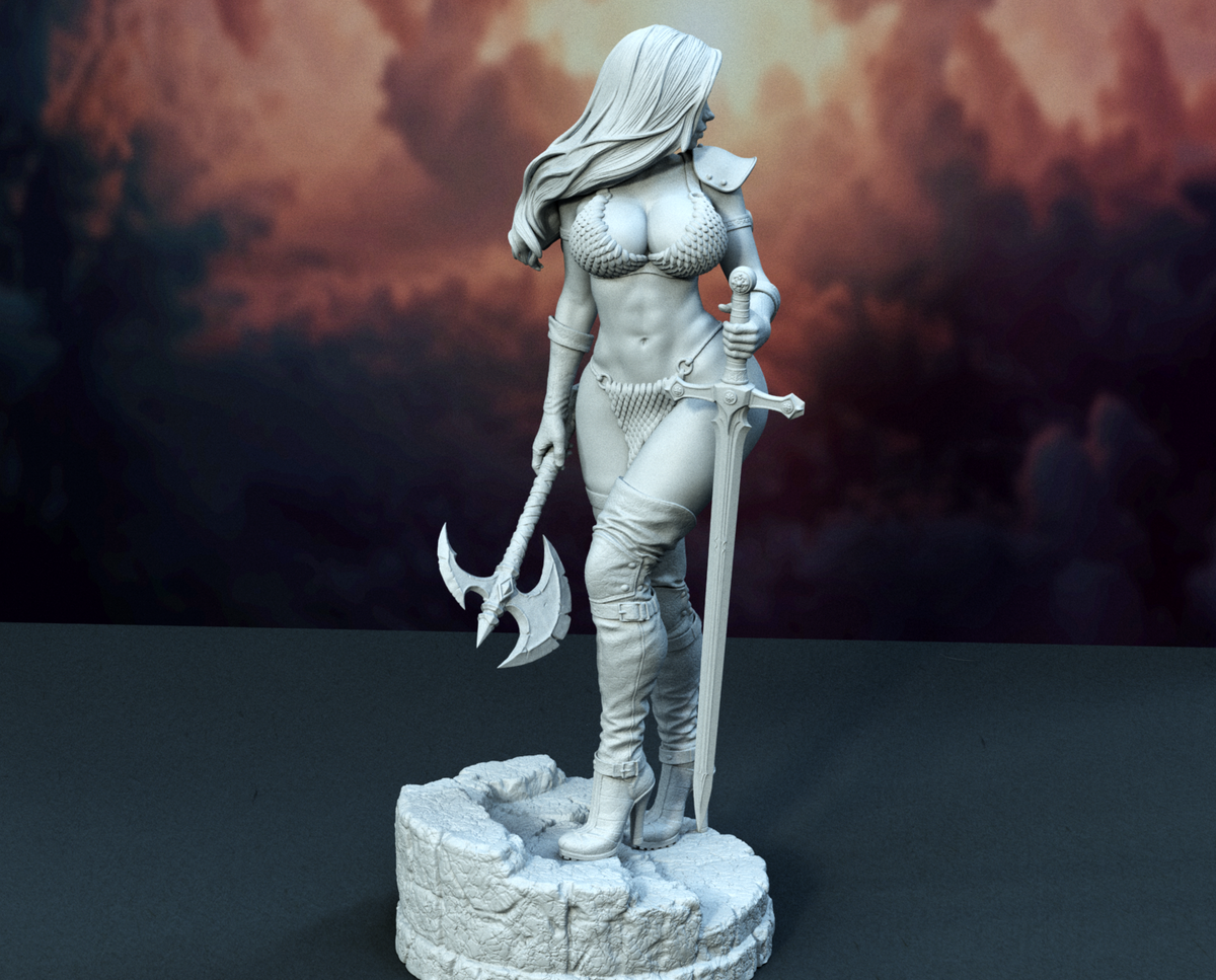 Red Sonja SFW/NSFW Sculpture (75mm to 500mm) - Unassembled/Unpainted/3D Print