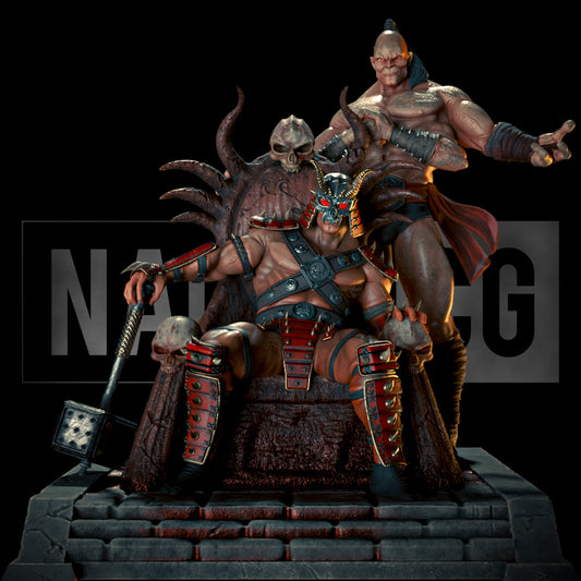 Shao Kahn and Goro Diorama (75mm to 500mm) - Unassembled/Unpainted/3D Print