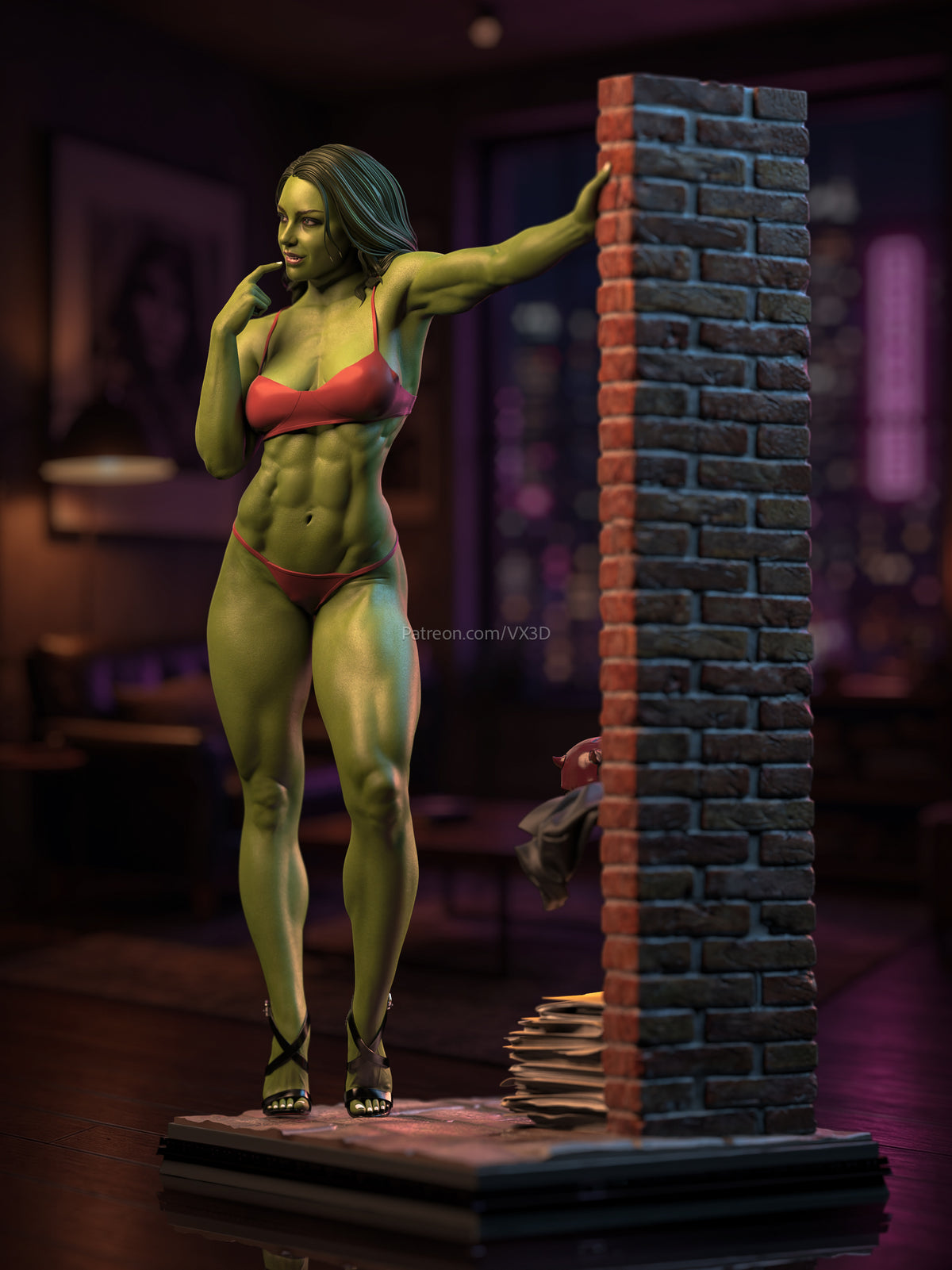 She-Hulk Sculpture (75mm to 500mm) - Unassembled/Unpainted/3D Print