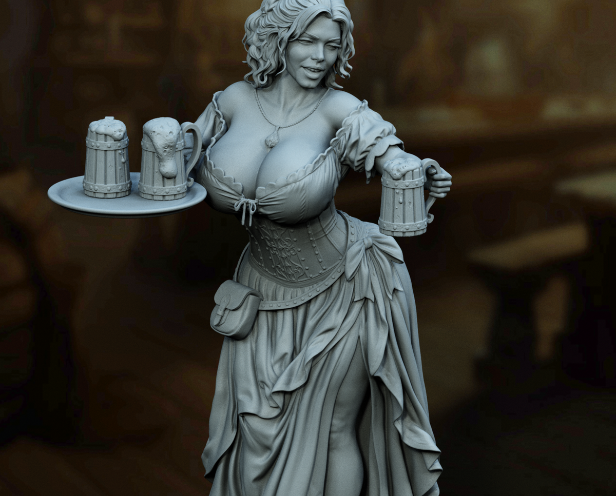 Medieval Tavern Maid SFW/NSFW Sculpture (75mm to 500mm) - Unassembled/Unpainted/3D Print