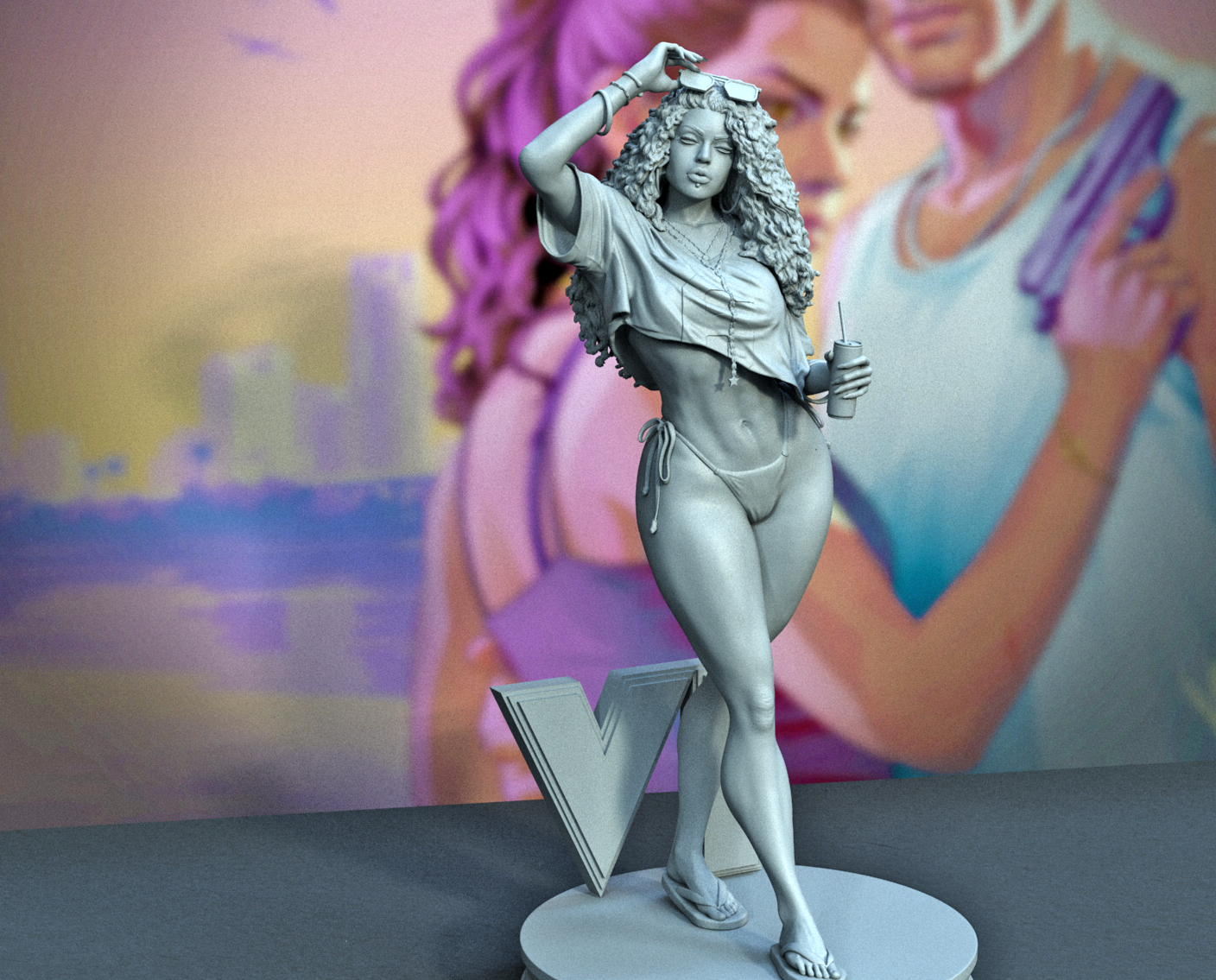 GTA 6 Cover Girl Sculpture (75mm to 500mm) - Unassembled/Unpainted/3D Print