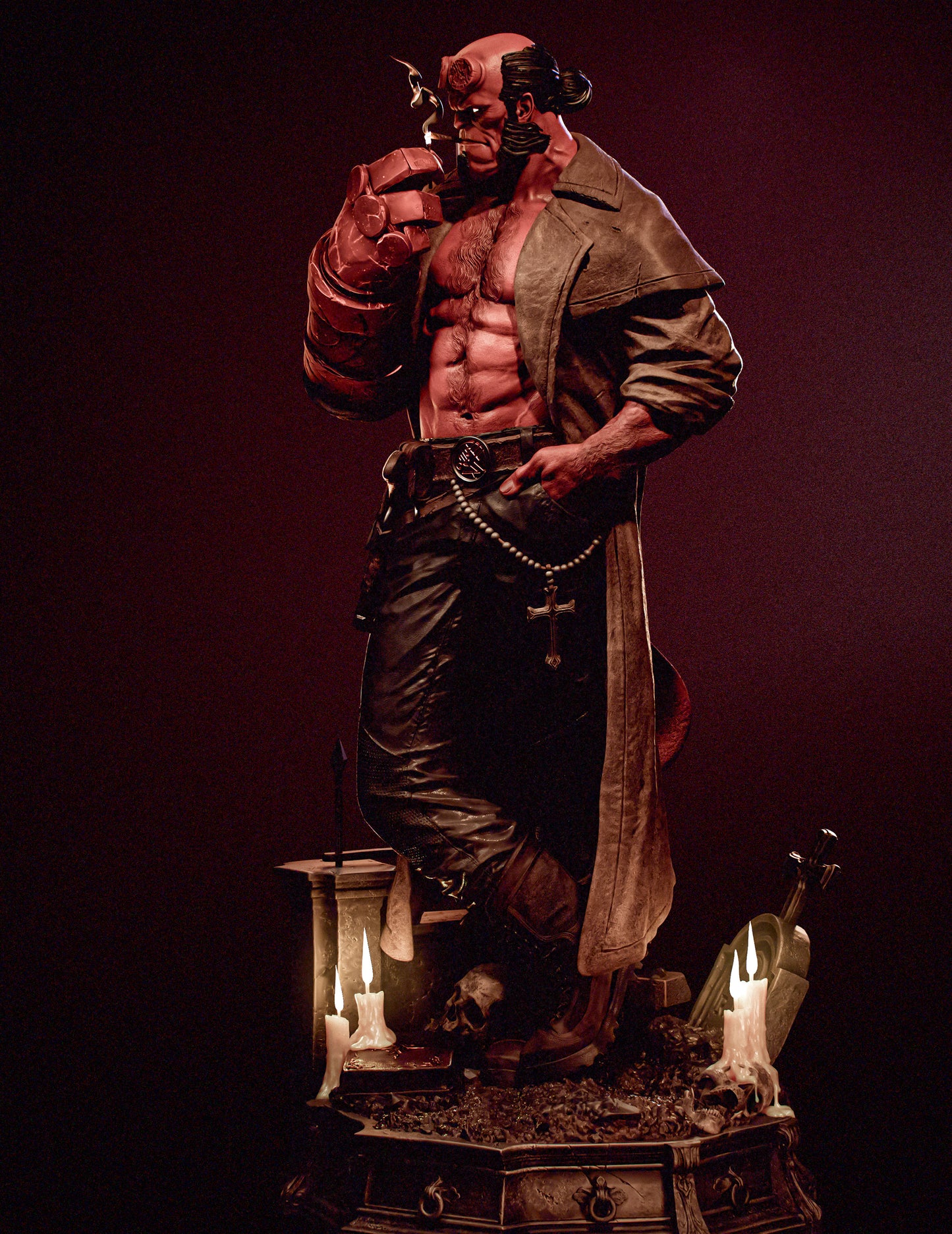 Hellboy Sculpture (75mm to 500mm) - Unassembled/Unpainted/3D Print
