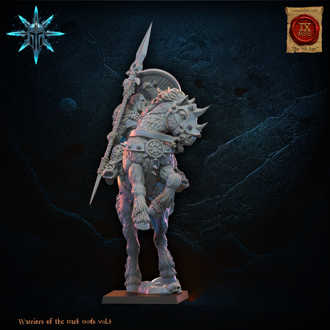 Barbarian Horsemen Hero with axe/spear - TTRPG - Wargaming - Dungeons and Dragons