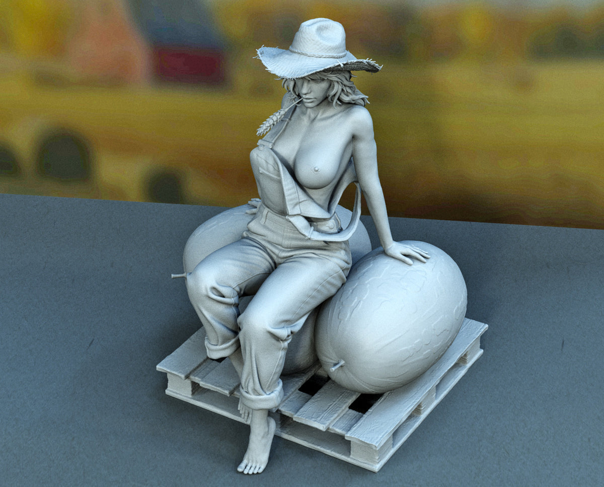 Country Girl Sculpture(75mm to 500mm) - Unassembled/Unpainted/3D Print