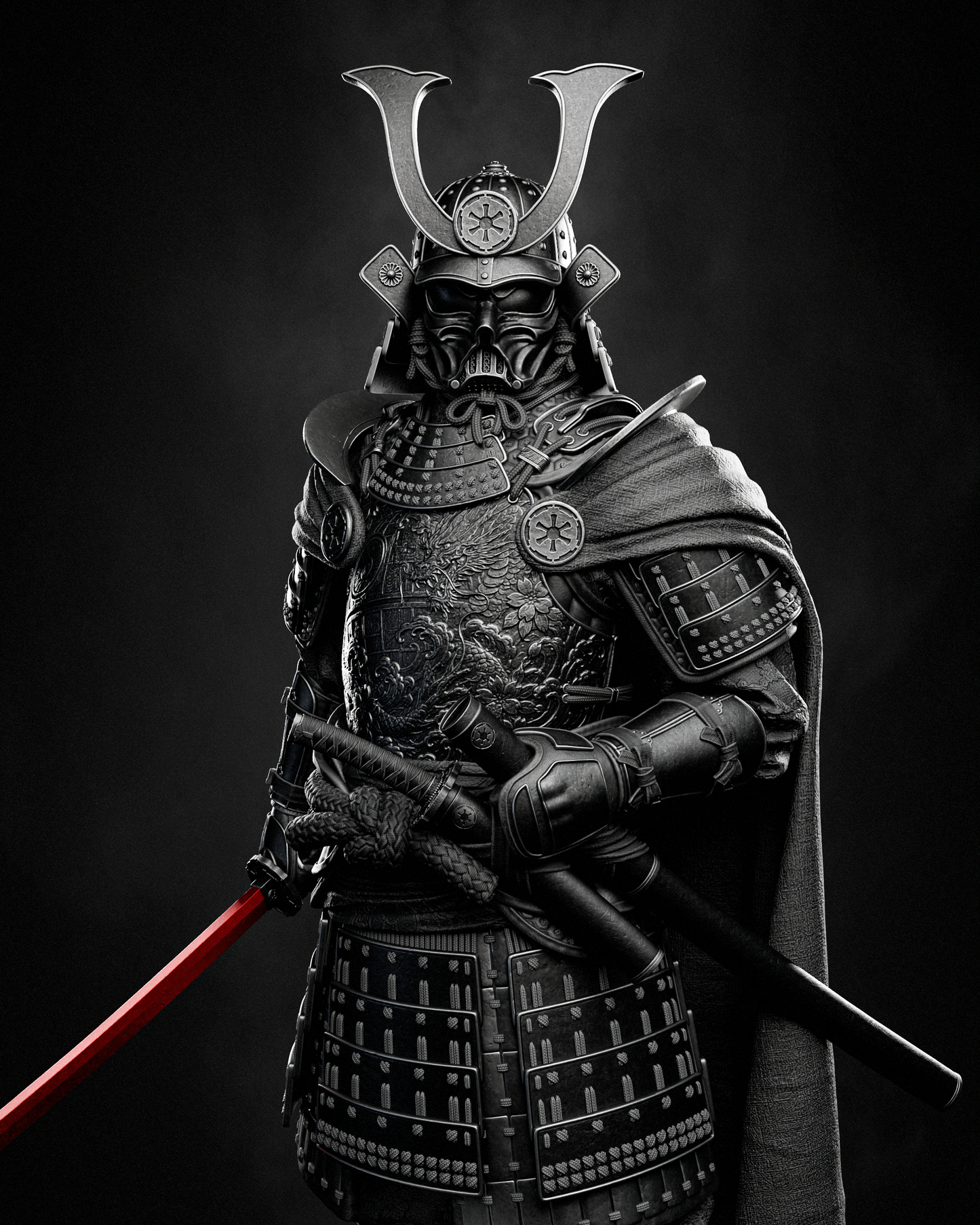 Darth Vader Samurai Sculpture (75mm to 500mm) - Unassembled/Unpainted/3D Print