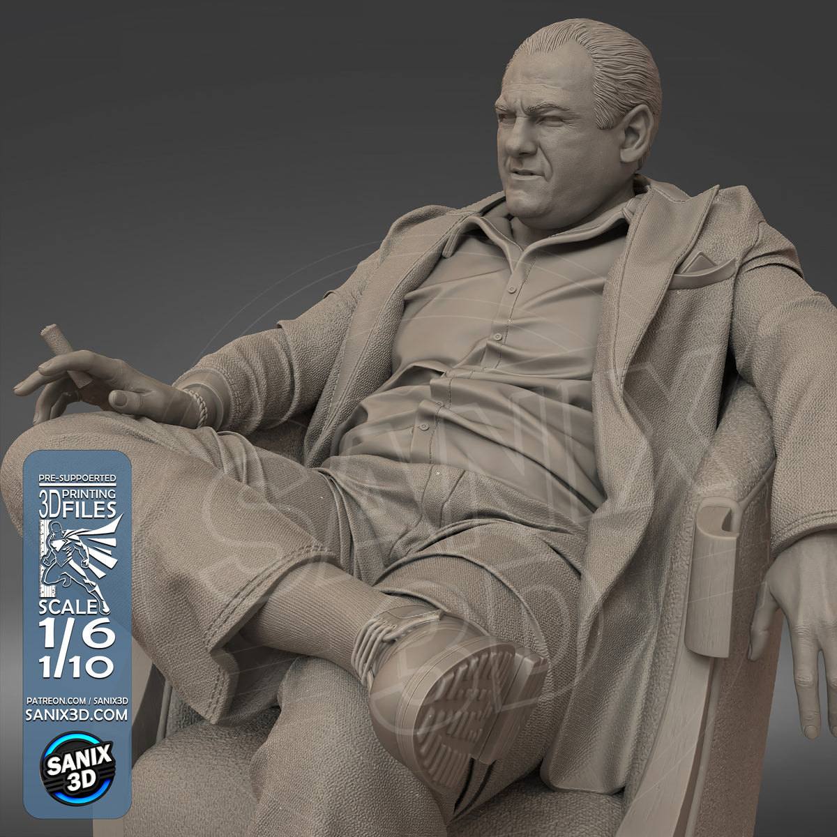 Tony Soprano Sculpture (75mm to 500mm) - Unassembled/Unpainted/3D Print