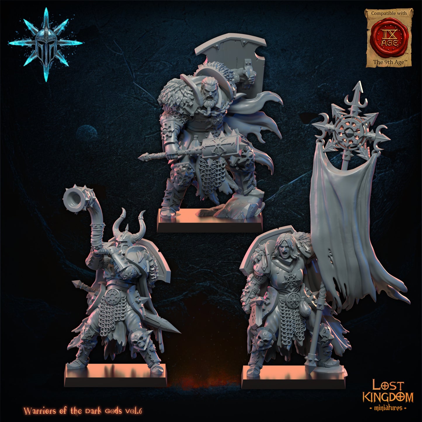 Dark Warriors CG (x3) - Warriors of the Dark Gods - Chaos Warriors - TTRPG - Wargaming - Dungeons and Dragons