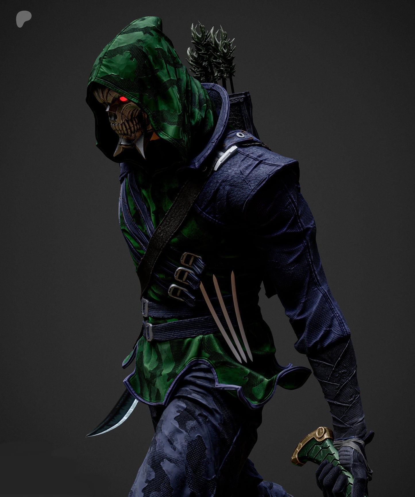 Absolute Green Arrow Sculpture (75mm to 500mm) - Unassembled/Unpainted/3D Print