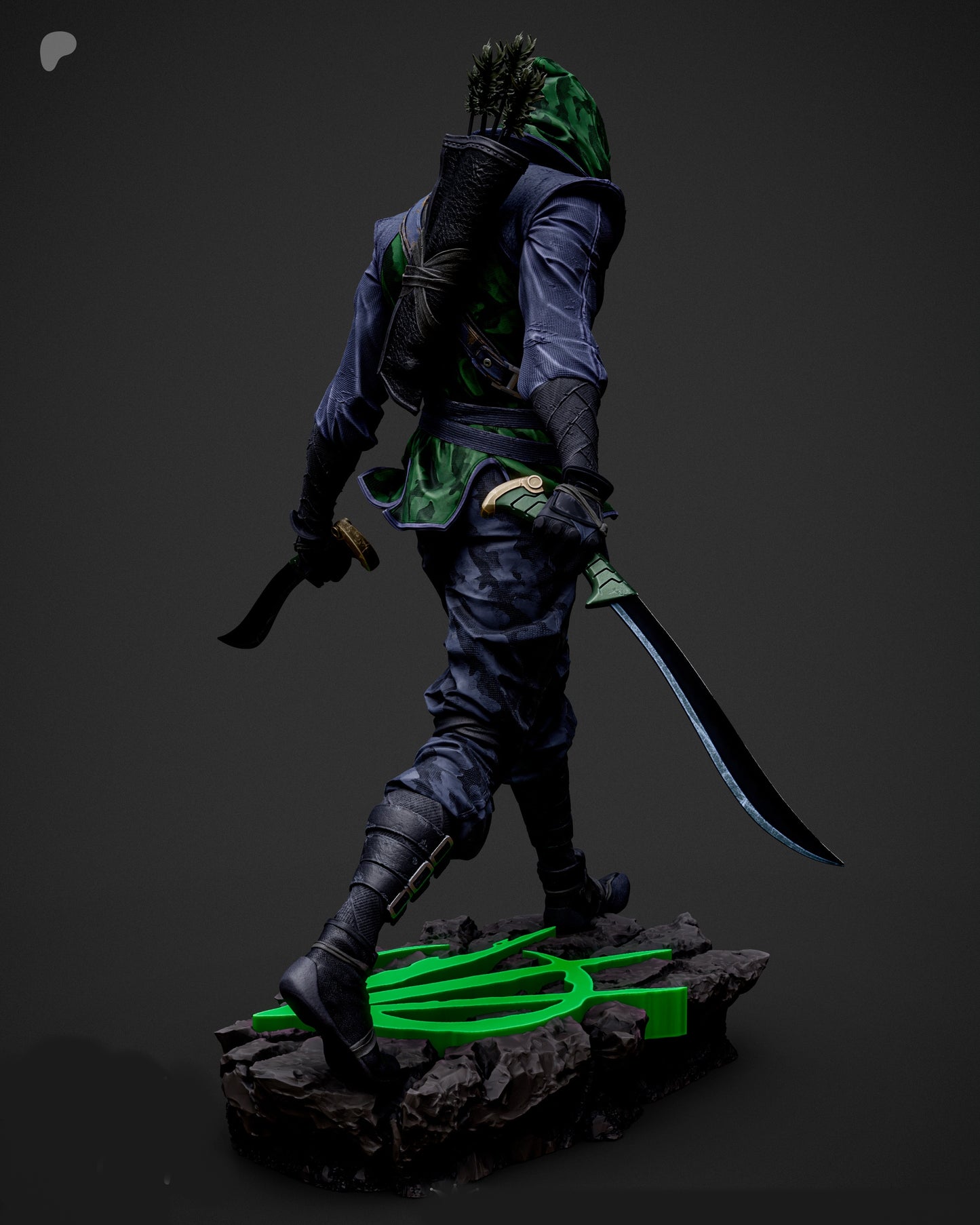 Absolute Green Arrow Sculpture (75mm to 500mm) - Unassembled/Unpainted/3D Print
