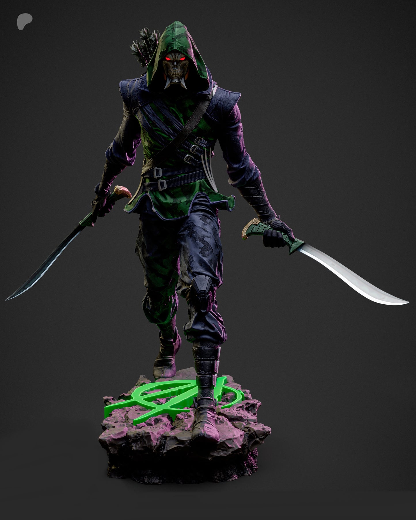 Absolute Green Arrow Sculpture (75mm to 500mm) - Unassembled/Unpainted/3D Print