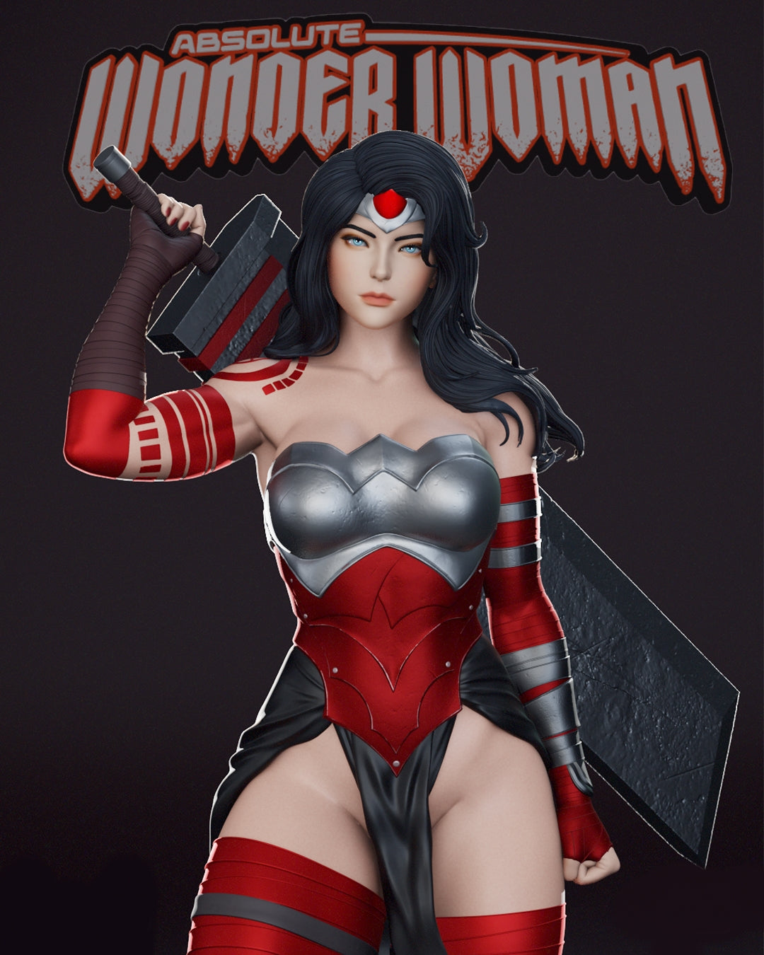 Absolute Wonder Woman Sculpture (75mm to 500mm) - Unassembled/Unpainted/3D Print