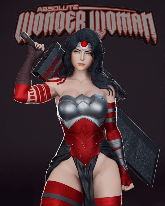 Absolute Wonder Woman Sculpture (75mm to 500mm) - Unassembled/Unpainted/3D Print