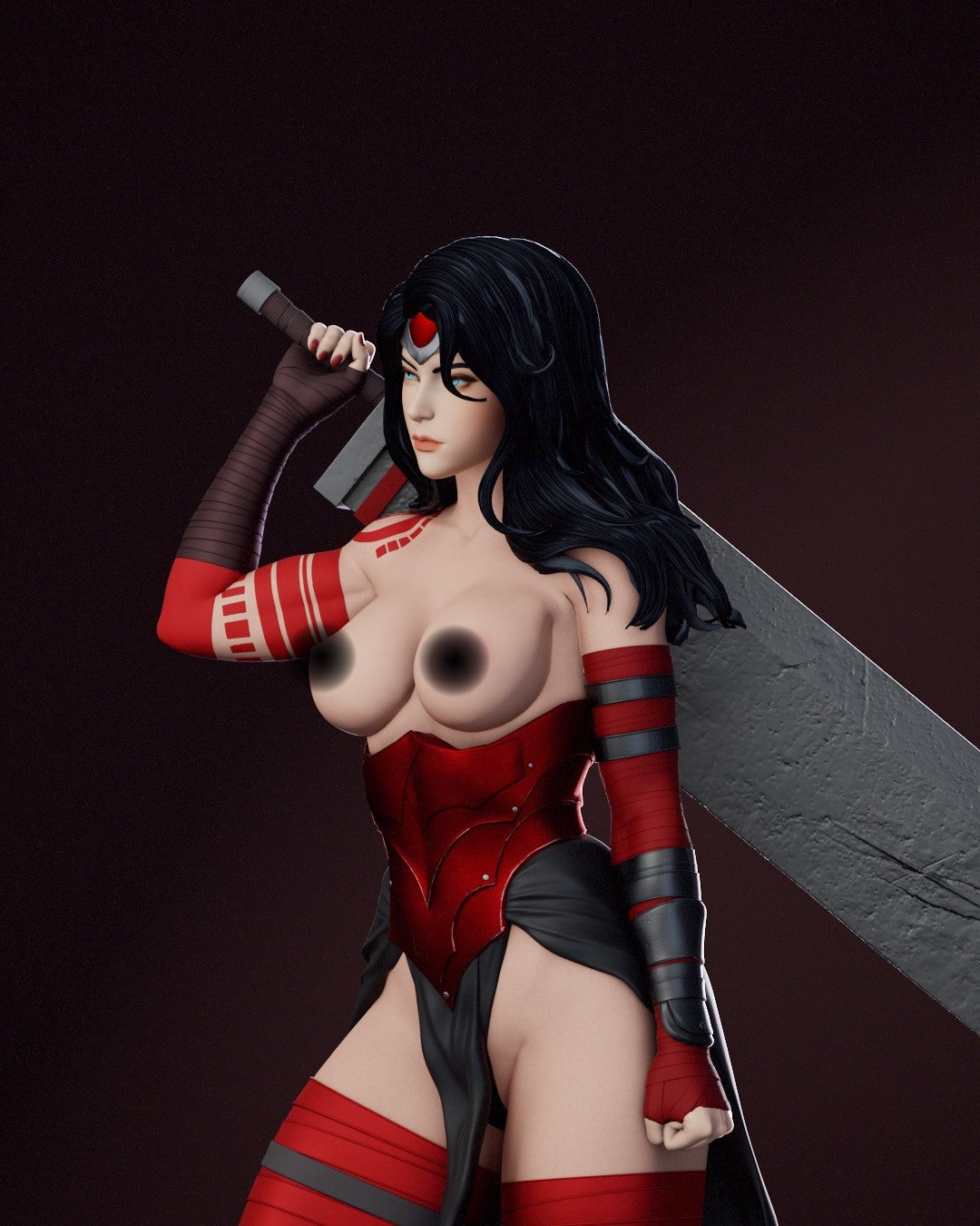 Absolute Wonder Woman NSFW Sculpture (75mm to 500mm) - Unassembled/Unpainted/3D Print