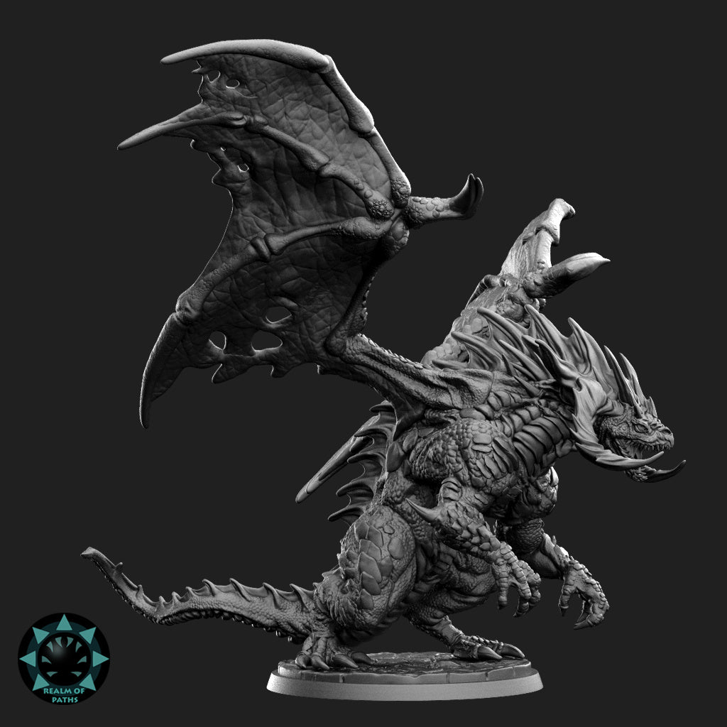 Adult Black Dragon - Dungeons and Dragons - Lord of the Rings - The Hobbit - by Realm of Paths - Tabletop RPG Miniature - Roleplaying 3D Printed Fantasy Mini