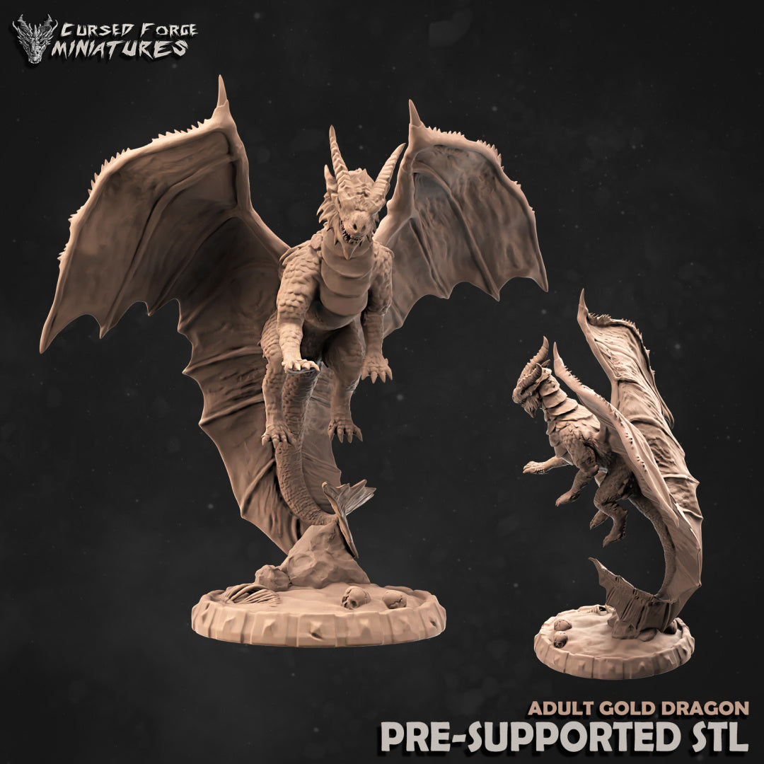 Adult Copper Dragon - by Cursed Forge - Tabletop RPG Miniature - Roleplaying 3D Printed Fantasy Mini