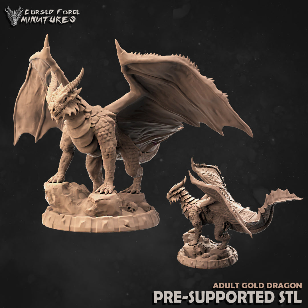 Adult Copper Dragon - by Cursed Forge - Tabletop RPG Miniature - Roleplaying 3D Printed Fantasy Mini