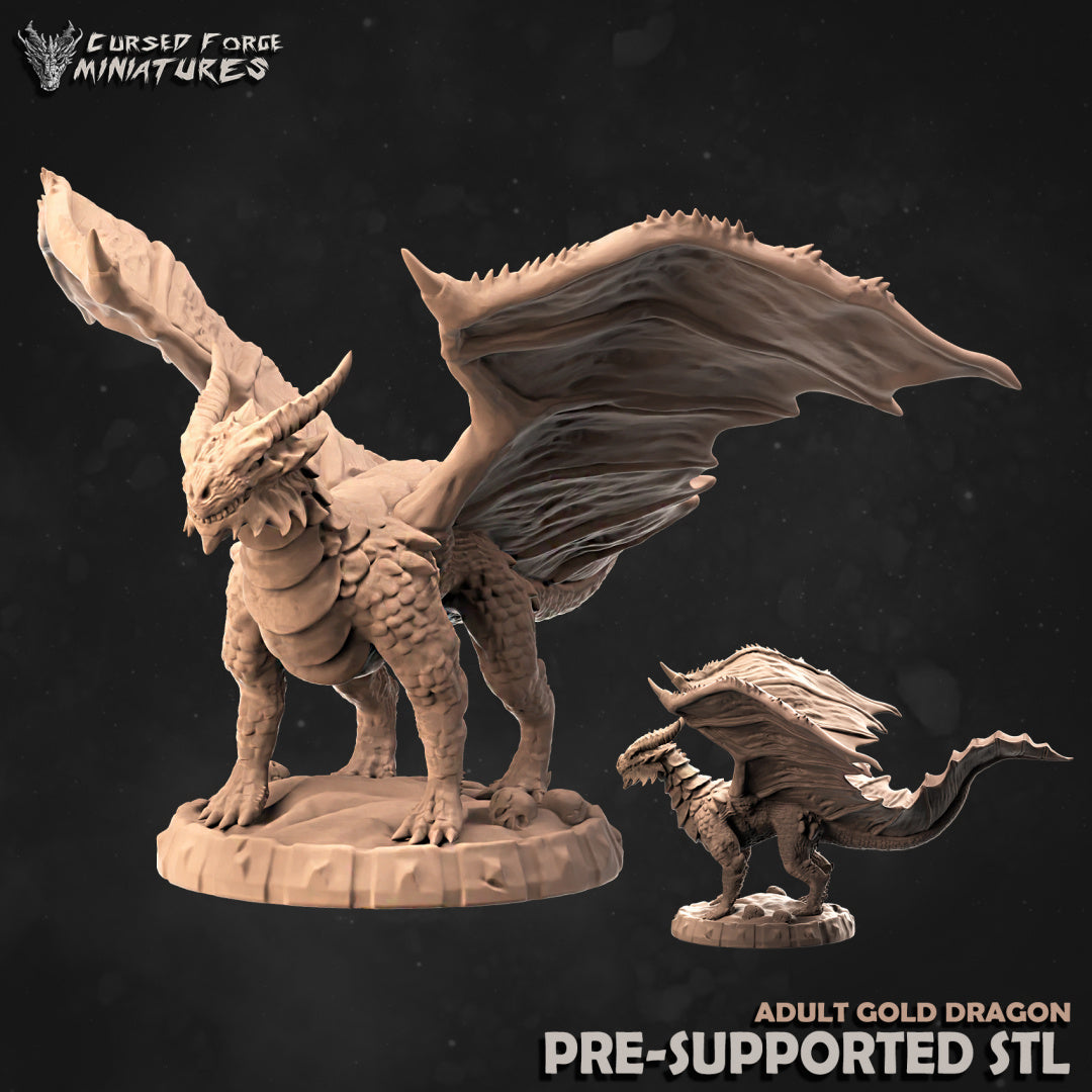 Adult Copper Dragon - by Cursed Forge - Tabletop RPG Miniature - Roleplaying 3D Printed Fantasy Mini