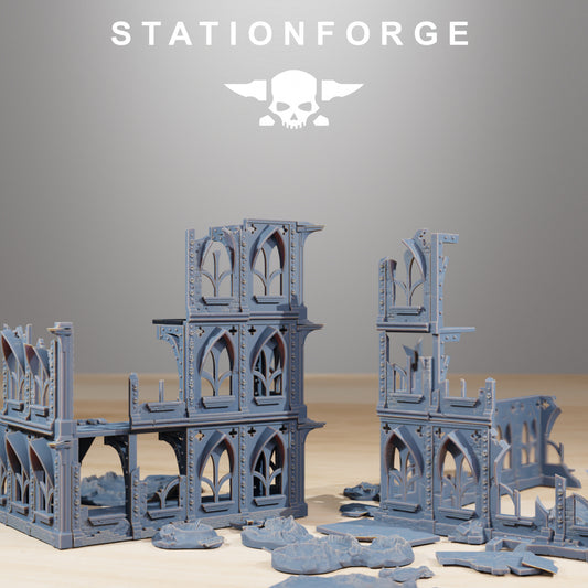 Aftermath - Gothic Ruined Terrain - Compatible with Warhammer 40K - by Station Forge - Tabletop RPG Miniature - Roleplaying 3D Printed Fantasy Mini