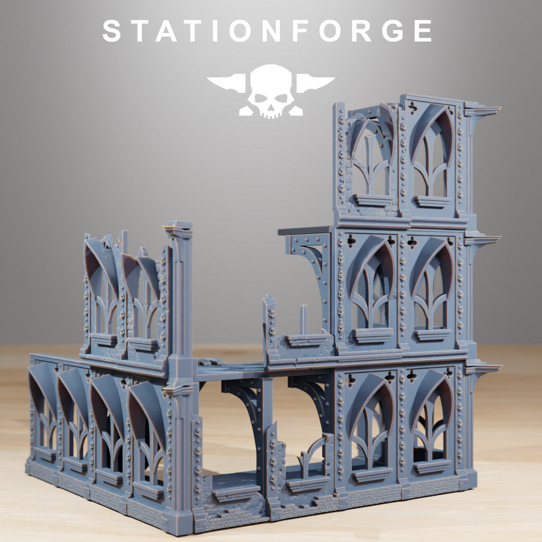 Aftermath - Gothic Ruined Terrain - Compatible with Warhammer 40K - by Station Forge - Tabletop RPG Miniature - Roleplaying 3D Printed Fantasy Mini