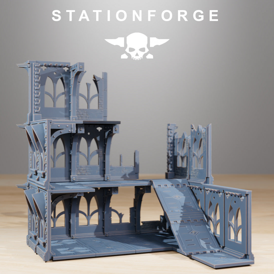 Aftermath - Gothic Ruined Terrain - Compatible with Warhammer 40K - by Station Forge - Tabletop RPG Miniature - Roleplaying 3D Printed Fantasy Mini