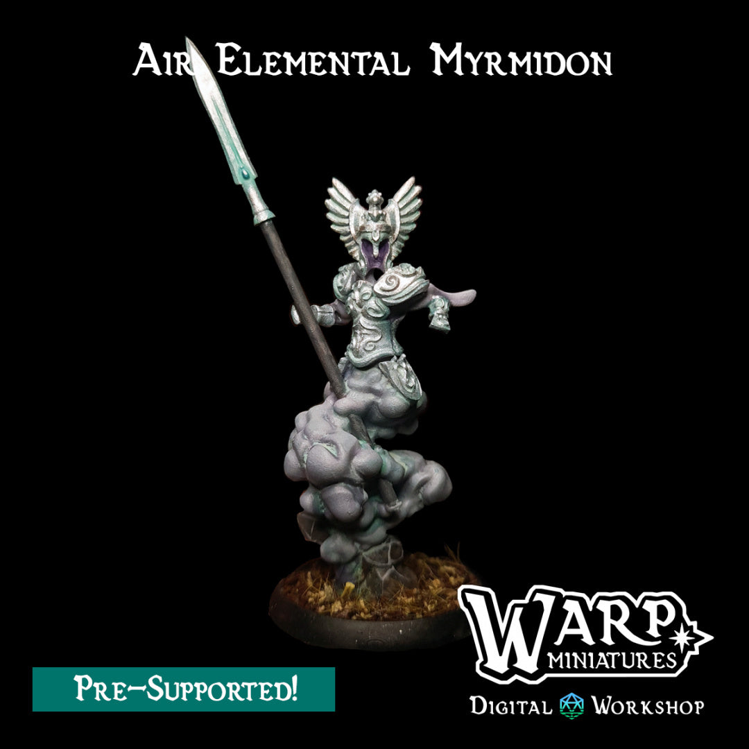 Air Elemental Myrmidon - Dungeons and Dragons - by Warp Minis- Tabletop RPG Miniature - Roleplaying 3D Printed Fantasy Mini