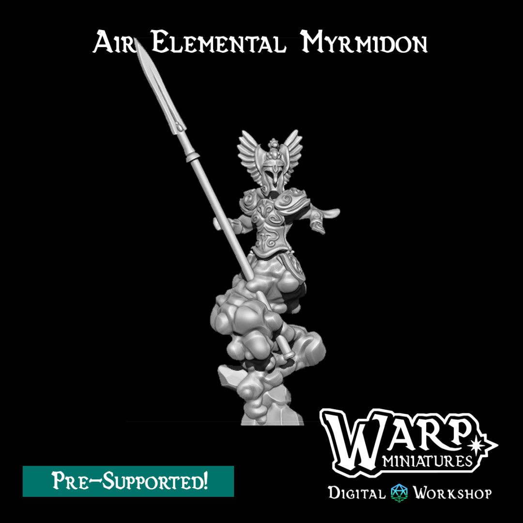 Air Elemental Myrmidon - Dungeons and Dragons - by Warp Minis- Tabletop RPG Miniature - Roleplaying 3D Printed Fantasy Mini