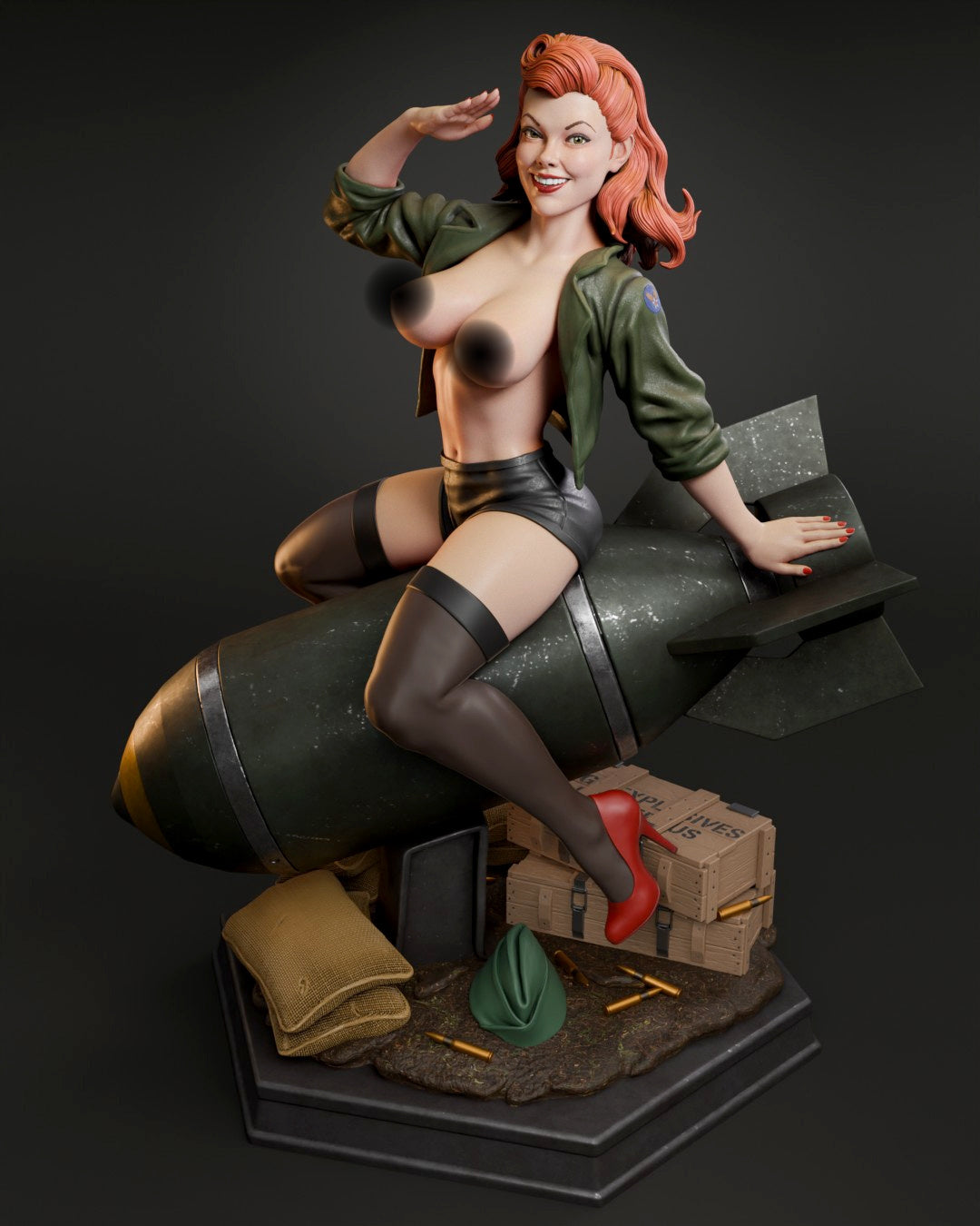 Air Force Bombshell NSFW Sculpture (75mm to 500mm) - Unassembled/Unpainted/3D Print