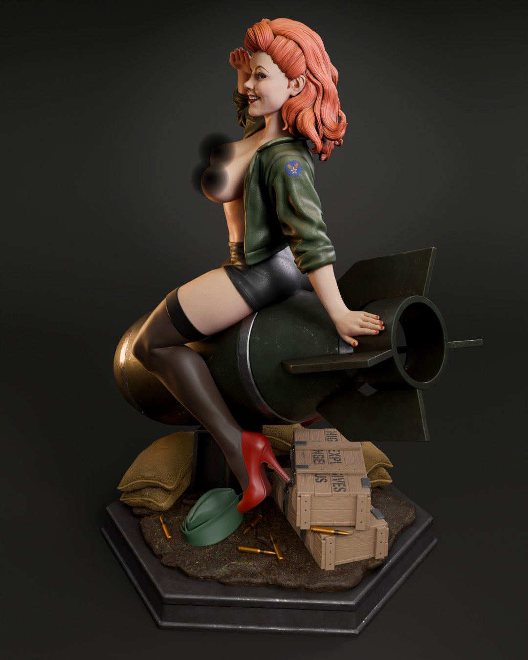 Air Force Bombshell NSFW Sculpture (75mm to 500mm) - Unassembled/Unpainted/3D Print