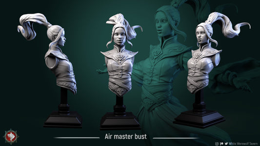 Air Master Bust - by White Wolf Tavern - Tabletop RPG Miniature - Roleplaying 3D Printed Fantasy Mini