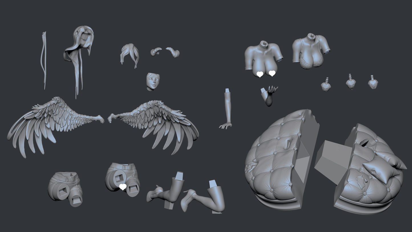 Albedo SFW/NSFW Sculpture (75mm to 500mm) - Unassembled/Unpainted/3D Print